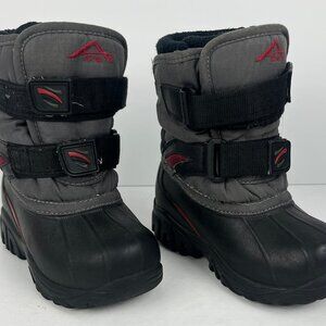 Acton Kids Winter Boots Size 9 Black Gray Flat Heel Hook & Loop Round Toe